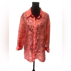 Choices Coral Button Down Shirt XL GUC